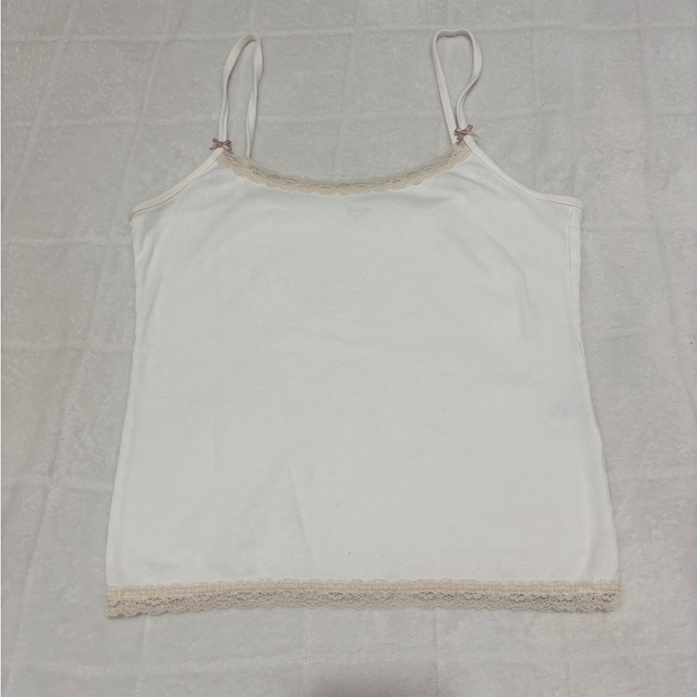 Brandy Melville Cream Lace Trim Cami Top